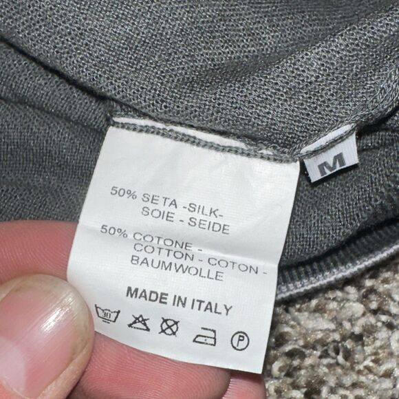 Gatsby Sweater Mens M Gray Silk Cotton Polo Shirt Style Short Sleeve Italian - Picture 10 of 11